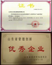 扬州变压器厂家优秀管理企业证书